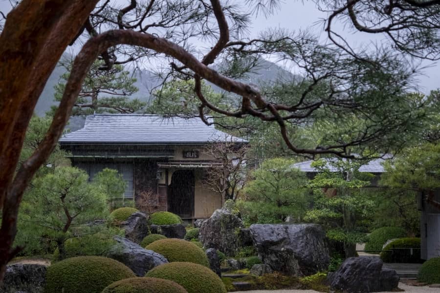 Adachi Museum of Art garden teahouse and pine