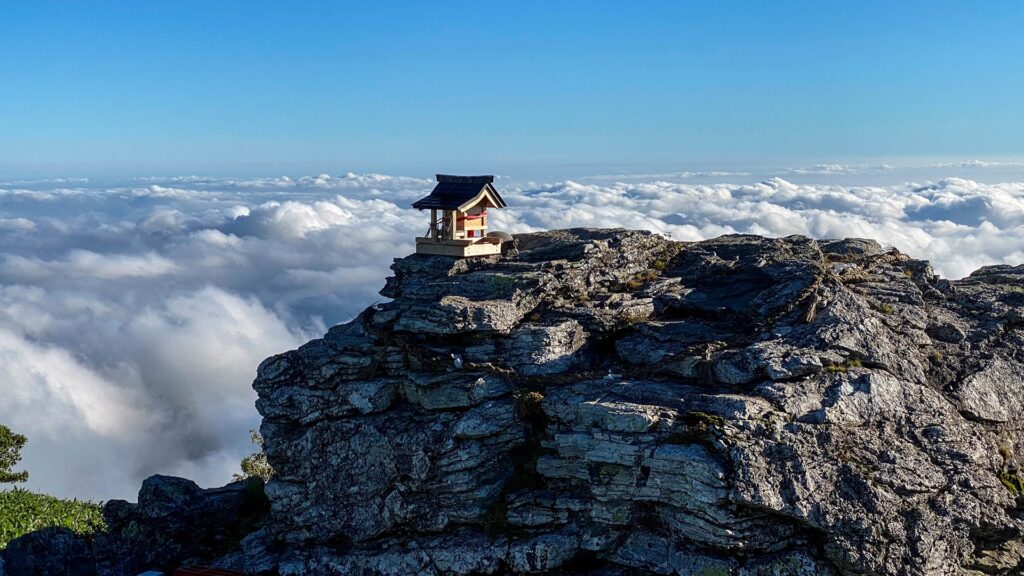 Hero Mt. Tsurugi shrine and clouds