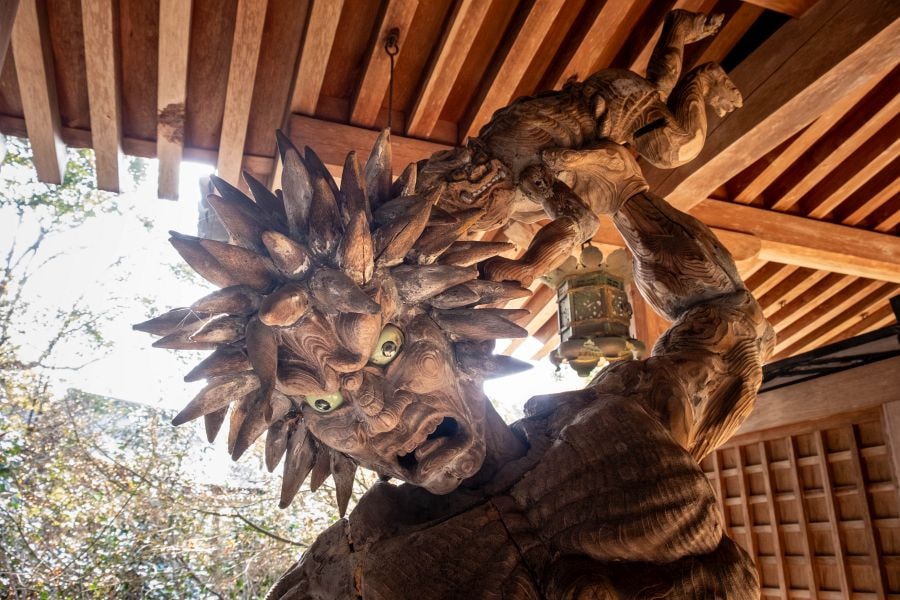 Mitaki-dera Temple angry deity carving