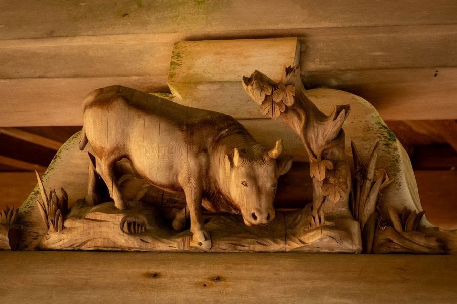 Mitaki-dera Temple cow carving