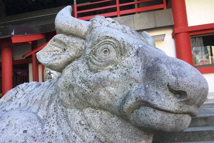 Mt. Bizan Tenjin shrine cow statue