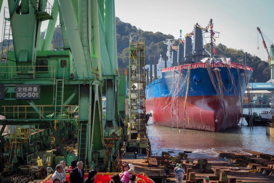 Ship launch Imabari Zosen floating