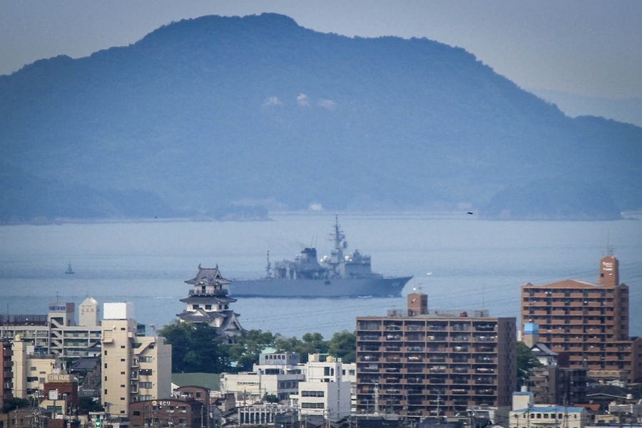 Imabari Castle and warship