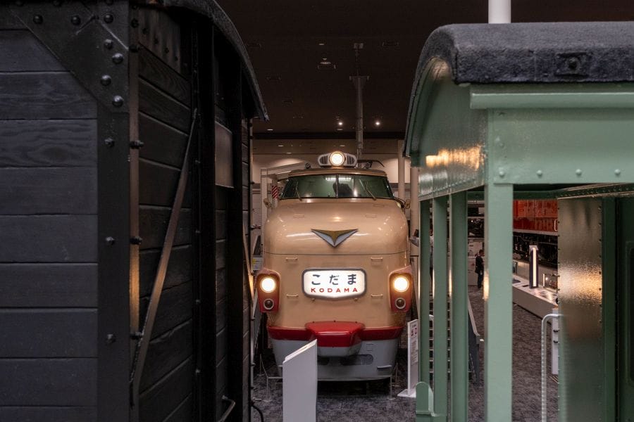 Kyoto Railway Museum bonnet style train between wagons