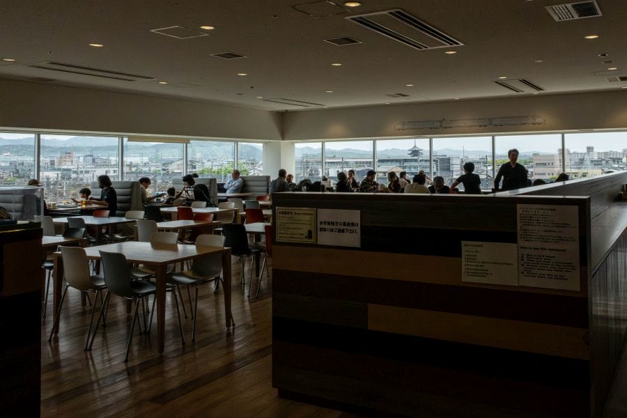 Kyoto Railway Museum restaurant and view