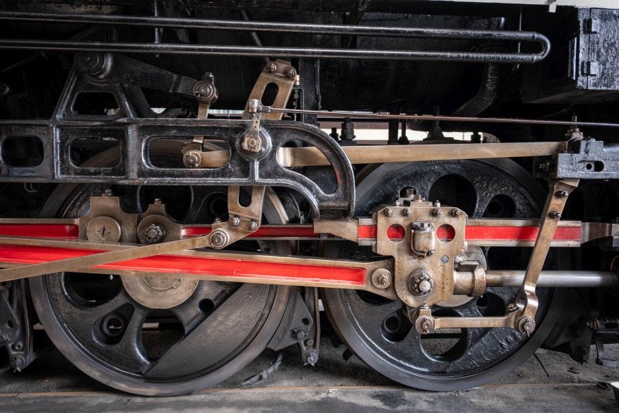 Kyoto Railway Museum steam locomotive wheel and piston