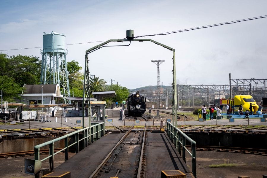 Kyoto Railway Museum turntable and steam locomotive