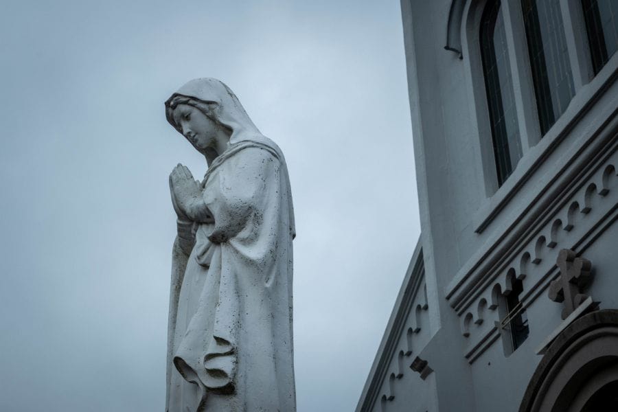 Himosashi Church Mary statue side view