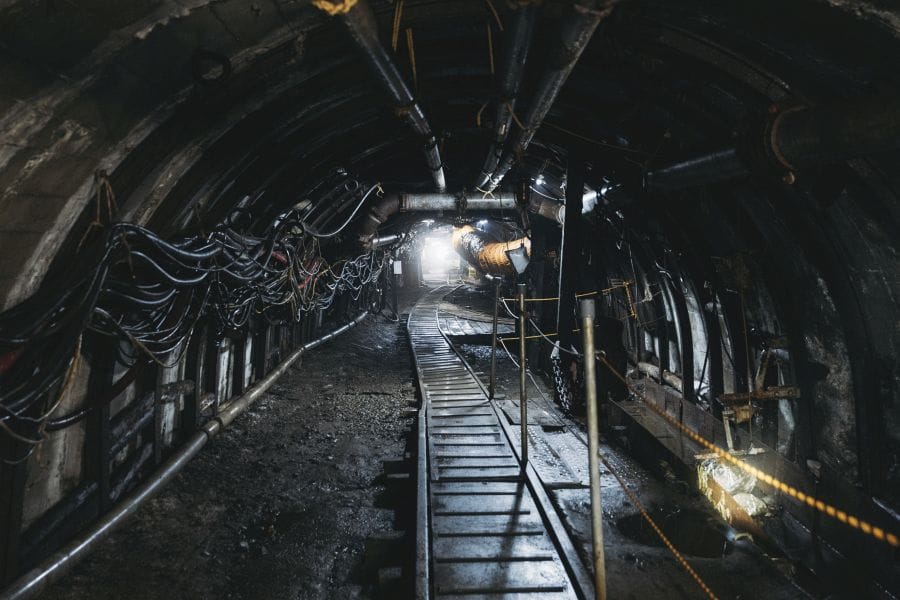 Ikeshima coal mine tunnel with walkway