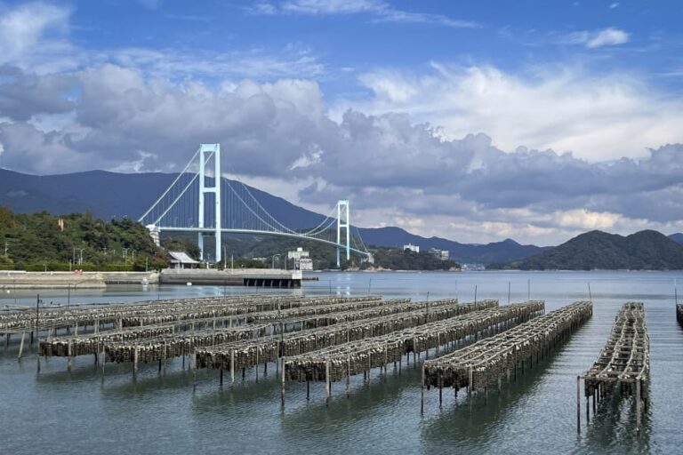 Shimo-Kamagari Island Akinada Bridge with oysters